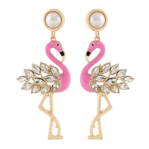 Flamingo Glass Earrings - Picture 1 of 1